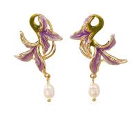 Lily of the Valley boucles d'oreilles ton lavande | Style oriental avec des Accents de perles Faux | Bijoux floraux élégants pour des occasions spéciales | Cadeau pour elle