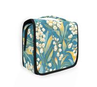 Lily of The Valley Conteneur de voyage pour articles de toilette avec crochet de suspension pour articles de toilette et salle de bain Turquoise