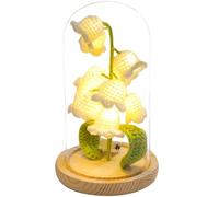Lily of The Valley Lamp Crochet Lily of The Valley Light avec Couverture Transparente et Base en Bois tissé de Nuit de Fleur Artificielle pour Un Cadeau Pendaison créneaux d'anniversaire et déc