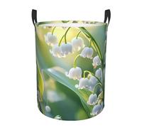 Lily of the Valley Panier à linge rond avec poignées, durable et pliable, panier à vêtements, chambre à coucher, jouets et organisation de la maison