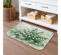 Lily of the Valley Tapis de bain à séchage rapide, élégant motif feuilles vertes, absorbant, antidérapant, lavable en flanelle, pour salle de bain, 50,8 x 81,3 cm