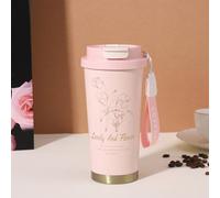Lily of the Valley Thermol Cup Tasse isotherme pour femme 500 ml Grande capacité 316 paille en acier inoxydable 316 Café portable 6 couches