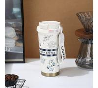 Lily of the Valley Thermol Cup Tasse isotherme pour femme 500 ml Grande capacité 316 paille en acier inoxydable 316 Café portable 6 couches