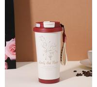 Lily of the Valley Thermol Cup Tasse isotherme pour femme 500 ml Grande capacité 316 paille en acier inoxydable 316 Café portable 6 couches