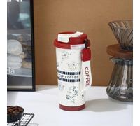 Lily of the Valley Thermol Cup Tasse isotherme pour femme 500 ml Grande capacité 316 paille en acier inoxydable 316 Café portable 6 couches