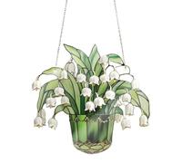Lily Of Valley Sun Catcher - Sun Catchers For Window | Green Plants Suncaatcher Decor | Hanging Crystal Glass Ornament Home Window, Garden, Intérieur Outdoor Spaces | Gift For Mom