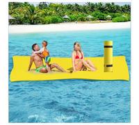 Lily Pad Tapis flottant - Tapis flottant pour lac, 3 couches résistantes à la déchirure en mousse XPE élastique pour lac, plage, océan, piscine, jaune, 500 x 120 x 3,3 cm