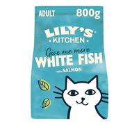Lily’s Kitchen Fabriqué à partir d’ingrédients naturels Aliments secs pour chats adultes Poisson blanc et saumon Recette sans céréales 4 x 800g