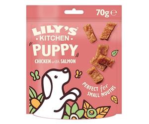 Lily’s Kitchen Fabriqué à partir d’ingrédients naturels Friandises croustillantes au Poulet et au Saumon Recette sans céréales 8 x 70g