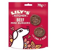 Lily’s Kitchen Fabriqué à partir d’ingrédients naturels Paquet de friandises pour Chiens Adultes Mini Burgers au bœuf Recettes sans céréales 8 x 70g