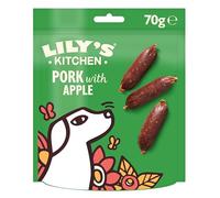 Lily’s Kitchen Fabriqué à partir d’ingrédients naturels Paquet de friandises pour Chiens Adultes Saucisses aux Pommes et au Porc croustillant Recettes sans céréales 8 x 70g