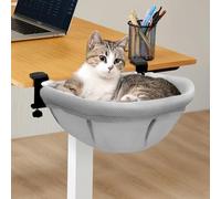 Lilyang Grand lit de bureau pour chat - Hamac pour chat englouti, nid spacieux de 49,5 x 38,1 cm, lit sécurisé avec double pinces et cadre en acier, supporte jusqu'à 22,7 kg, housse en tissu maille