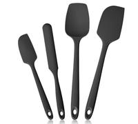 Lilybeam 315°C Résistante à la Chaleur Lot 4 Spatule Silicone, Noir | Grande Maryse de Patisserie Cuisine Professionnelle Cuillere Souple, Sans Bpa Haute Temperature Spatula Plate pour Cuisson