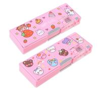 LilyBeauty 【Lot de 2】 Trousse à crayons multifonction pop-up pour filles et garçons, jolie boîte à stylos de dessin animé avec taille-crayon, emploi du temps, meilleur cadeau d'anniversaire pour