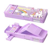 LilyBeauty Trousse à crayons multifonction pop-up pour filles et garçons, avec 5 crayons, 1 gomme, 1 taille-crayon et un emploi du temps, jolie boîte à stylos de dessin animé, cadeau idéal pour les