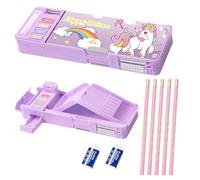 LilyBeauty Trousse à crayons multifonction pop-up pour filles et garçons, avec 5 crayons, 2 gommes, 1 taille-crayon et un emploi du temps, jolie boîte à stylos de dessin animé, cadeau idéal pour les
