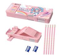 LilyBeauty Trousse à crayons multifonction pop-up pour filles et garçons, avec 5 crayons, 2 gommes, 1 taille-crayon et un emploi du temps, jolie boîte à stylos de dessin animé, cadeau idéal pour les