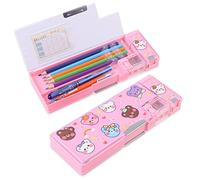 LilyBeauty Trousse à crayons multifonction pop-up pour filles et garçons, jolie boîte à crayons de dessin animé avec taille-crayon Bear
