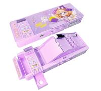 LilyBeauty Trousse à Crayons Multifonction Pop-up pour Filles et garçons, Jolie boîte à stylos de Dessin animé, Papeterie, Taille-Crayon, horaires, Tableau Blanc(Violet)