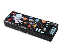 LilyBeauty Trousse multifonction avec calculatrice, taille-crayon et curriculum, plusieurs motifs mignons, convient pour les filles et les garçons, excellent cadeau pour les enfants (noir)