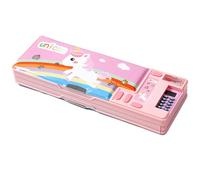 LilyBeauty Trousse multifonction avec calculatrice, taille-crayon et curriculum, plusieurs motifs mignons, convient pour les filles et les garçons, excellent cadeau pour les enfants (rose)