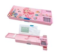 LilyBeauty Trousse multifonction pop-up avec calculatrice, taille-crayon pour filles et garçons, fermeture magnétique avec compartiments, programme de curricule, cadeau de rentrée scolaire pour