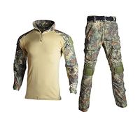 Lilychan Costumes Militaires Tactiques pour Hommes Uniformes Anti-déchirures à Manches Longues Chemise et Pantalon de Combat Genouillères (Python Jungle, l)