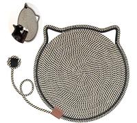 LilyDECO Tapis griffoir pour chat en corde de coton naturel, 42 cm, rond et horizontal pour intérieur, protection de meubles pour mur, canapé, tapis, canapés (café)