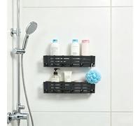 Lilyeriy Étagère de salle de bain à ventouse, sans perçage, étagère d'angle | Étagère d'angle en aluminium, montage sans outil, construction réglable en hauteur, pour salle de bain