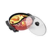 Lilyeriy Hot Pot électrique 6 l, 1360 W avec deux saveurs, cuisinière électrique antiadhésive avec cloison de séparation, couvercle en verre transparent, contrôle de la température, Hot Pot pour 6 à