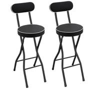 Lilyeriy Lot de 2 tabourets de bar pliants avec dossier, chaise de bar pliante avec rembourrage de 50 mm, charge maximale de 125 kg, pour cuisine et extérieur, noir, 65 cm