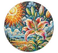 LilyJigsaw Puzzles 1000 Piece for Adults Kids Round fleurCreative Challenging Toys Gift1000pcs (67.5x67.5cm)