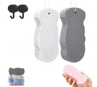 Lilyrhyme Éponge de bain magique 3D super douce pour le corps, éponge exfoliante réutilisable pour enlever les peaux mortes pour adultes et enfants (gris + blanc)