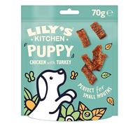 Lily's Kitchen Friandises pour Chiots - Poulet et Dinde - Fabriqué avec des ingrédients naturels - Recette sans céréales (8 Paquets de 70g)