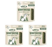 Lily's Kitchen Woofbrush Bâtonnets dentaires à mâcher naturels pour Chiens Adultes, Multipack - Moyen Chien (3 Paquet de 7 Croquettes - 28g)