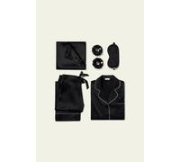 LILYSILK Ensemble Cadeau Soie Noir M - Pyjama Strass, Taie d'oreiller 22 Mommes, Masque & Chouchous
