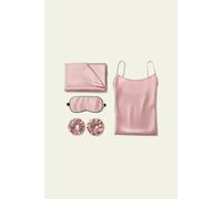LILYSILK Ensemble Nuit Soie Cadeau Femme Rosy Pink M - Chemise Nuit, Taie Oreiller 22 Momme, Masque Soie, Chouchous