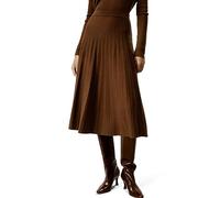 LilySilk Jupe 100 % laine mérinos Collegiate ultra fine pour femme Coupe A Ourlet tricoté Hiver Automne Jupe plissée Longueur genou, Caramel, S