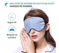 LilySilk Masque de Sommeil en Soie avec Liseré Noir Masque de Nuit pour Femme Homme Enfant Travail Voyage Cache Yeux Soie Naturelle Bleu Clair