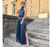 LILYSILK Pantalon En Soie Imprimée Ginkgo FR Diamants blancs en bleu 36-39
