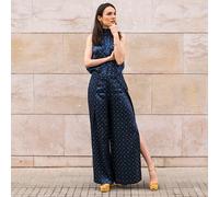 LILYSILK Pantalon En Soie Imprimée Ginkgo FR Diamants blancs en bleu 47-48
