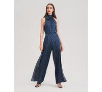 LILYSILK Pantalon En Soie Imprimée Ginkgo France Diamants blancs en bleu 39-42