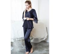 LILYSILK T Shirt Seide Damen Weiße Diamanten In Blau Deutschland 100% Reine Seide Normale Passform Super Weich M