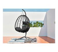 Lima fauteuil suspendu en résine effet rotin noir
