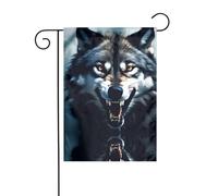 L'image du loup YYHWHJDE avec des crocs dénudés taille précise de ce drapeau de jardin est de 30,5 x 45,7 cm, ce qui est un rapport d'or soigneusement conçu. Il s'adapte parfaitement à la grande