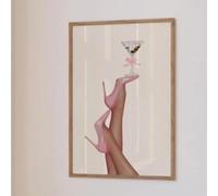 LIMAIDUO 1 pièce rétro bébé rose cocktail décoration murale art impression affiche esthétique décor chambre appartement décor 40x60 cm cadre