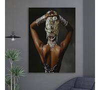 LIMAIDUO Affiche artistique représentant une femme glamour, ornée de bijoux de tête, peinture sur toile moderne, décoration murale, graffiti pop, art urbain (60x80cm/sans cadre)