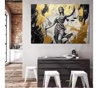 LIMAIDUO Affiche d'art, Décoration murale moderne, Images abstraites noires, dorées et grises, Décoration pour bureau et maison, Impressions sur toile (60x90cm/sans cadre)