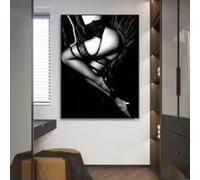 LIMAIDUO Affiche de mode femme noir et blanc Art de chambre à coucher jambes sexy sur le lit imprime toile peinture décor 50x70cm sans cadre
