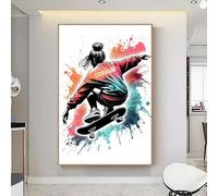 LIMAIDUO Affiche de skateur personnalisée avec nom de garçon et fille, peinture sur toile colorée, décoration de chambre, cadre 80 x 120 cm